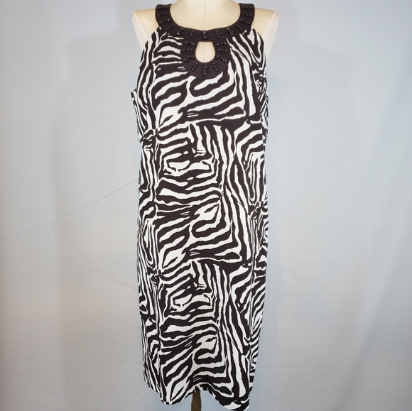 LOFT Dresses & Skirts - Loft zebra print dress with beaded detail size 8P